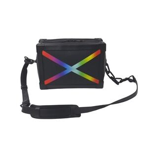 LOUIS VUITTON Soft Trunk Shoulder Bag Virgil Leather Rainbow Black